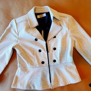 Tahari ASL White Textured Blazer